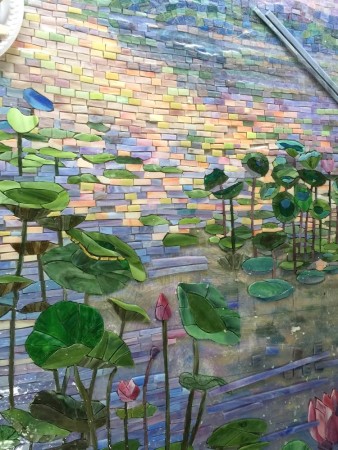 Mosaic in progress 2 top lilies